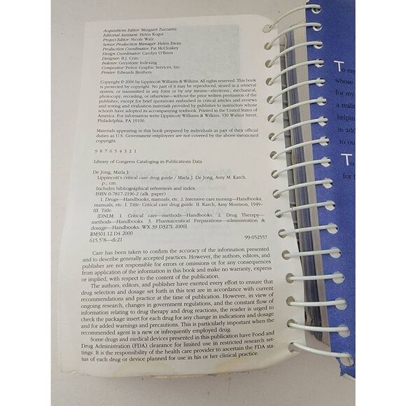 Lippincott's Critical Care Drug Guide First Edition by Marla De Jong & Amy Karch - Picture 4 of 7
